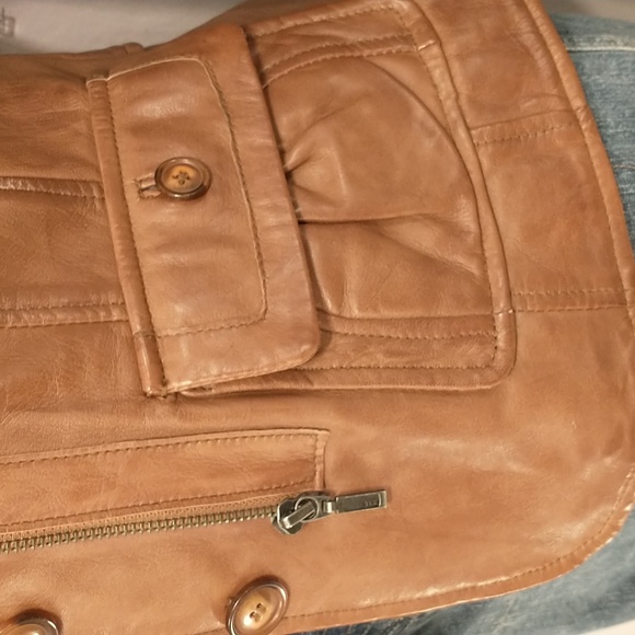 Danier Leather Jacket w Tags Cognac XS Buckles & Pockets - Picture 9 of 16